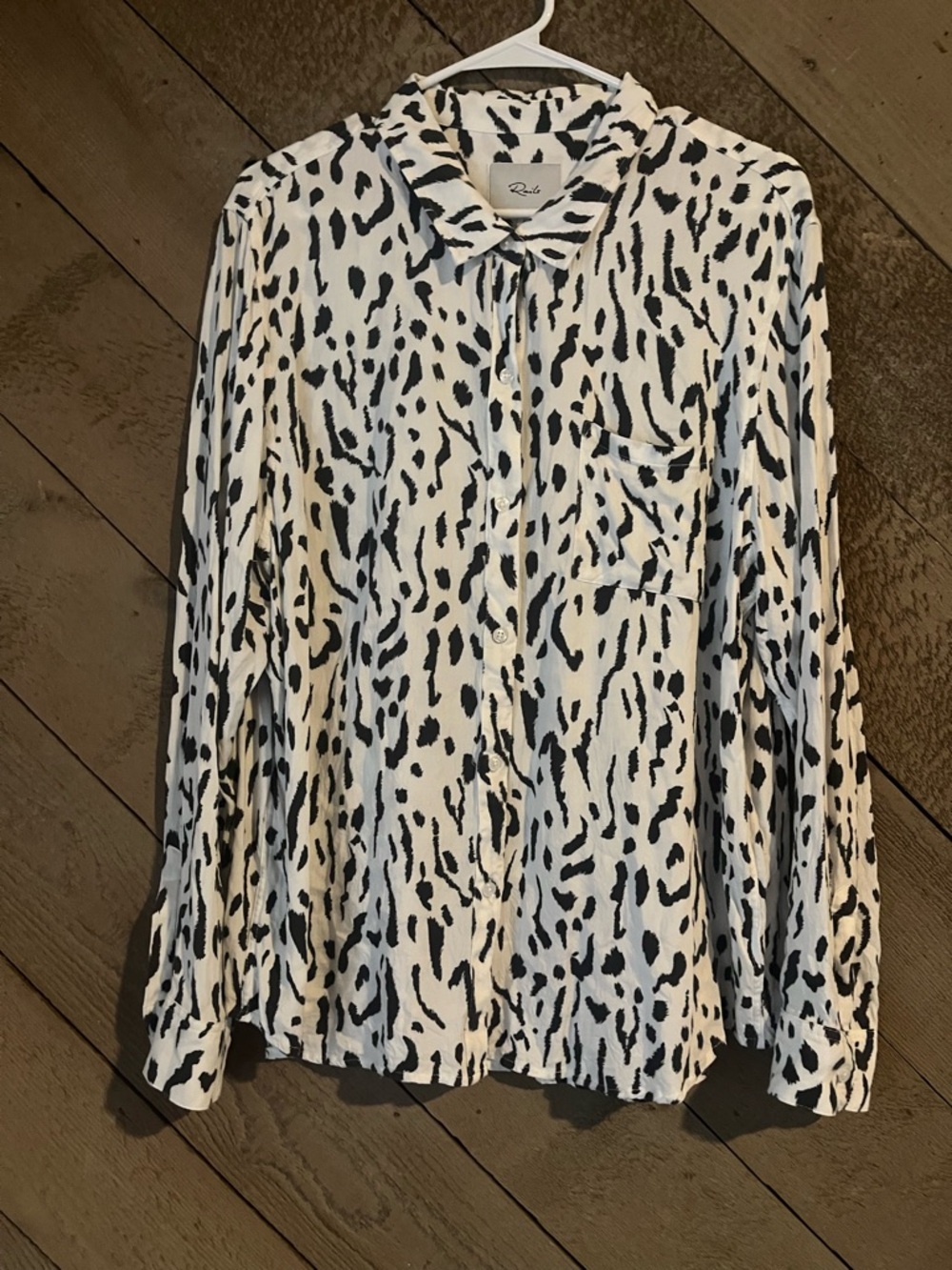 Rails Black & White Leopard Print Button-Up Shirt